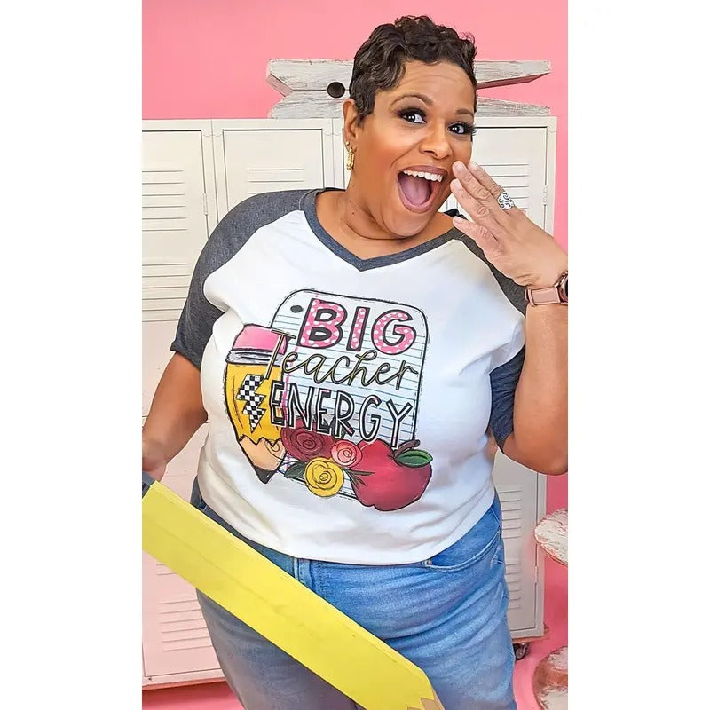 Big Teacher Energy Graphic V-Neck