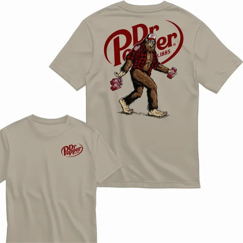 Bigfoot Dr Pepper T-shirt - Men's Classic Fit 100% Cotton - Menswear Graphic Tshirt