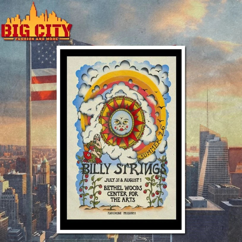 Billy Strings Jul 31-Aug 1 2026 Bethel Woods Center For The Arts in Bethel NY Poster shirt