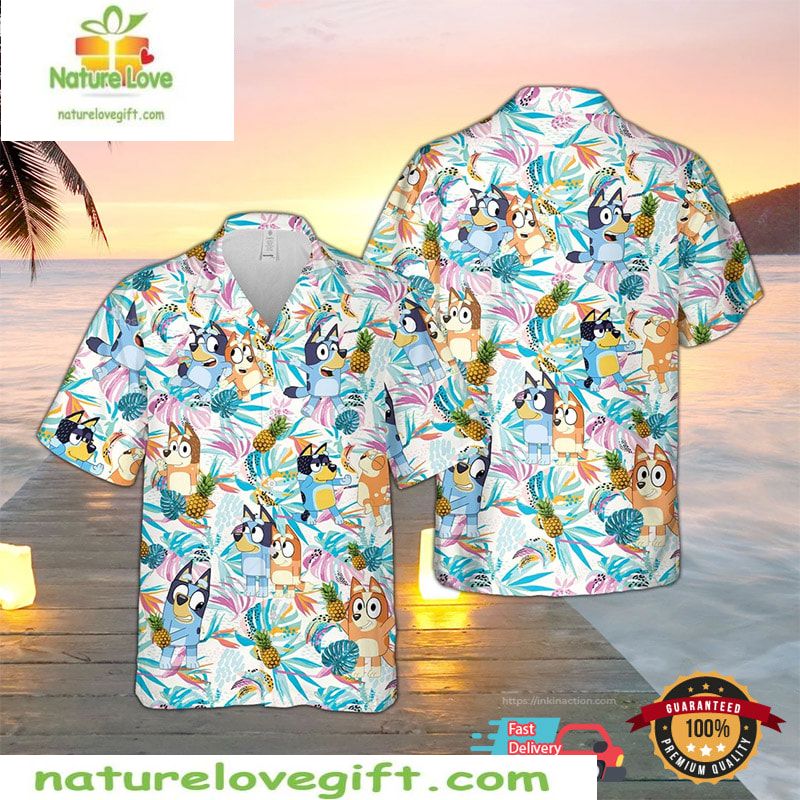 Bluey Aloha Shirt Bingo And Bluey Hawaiian Shirt