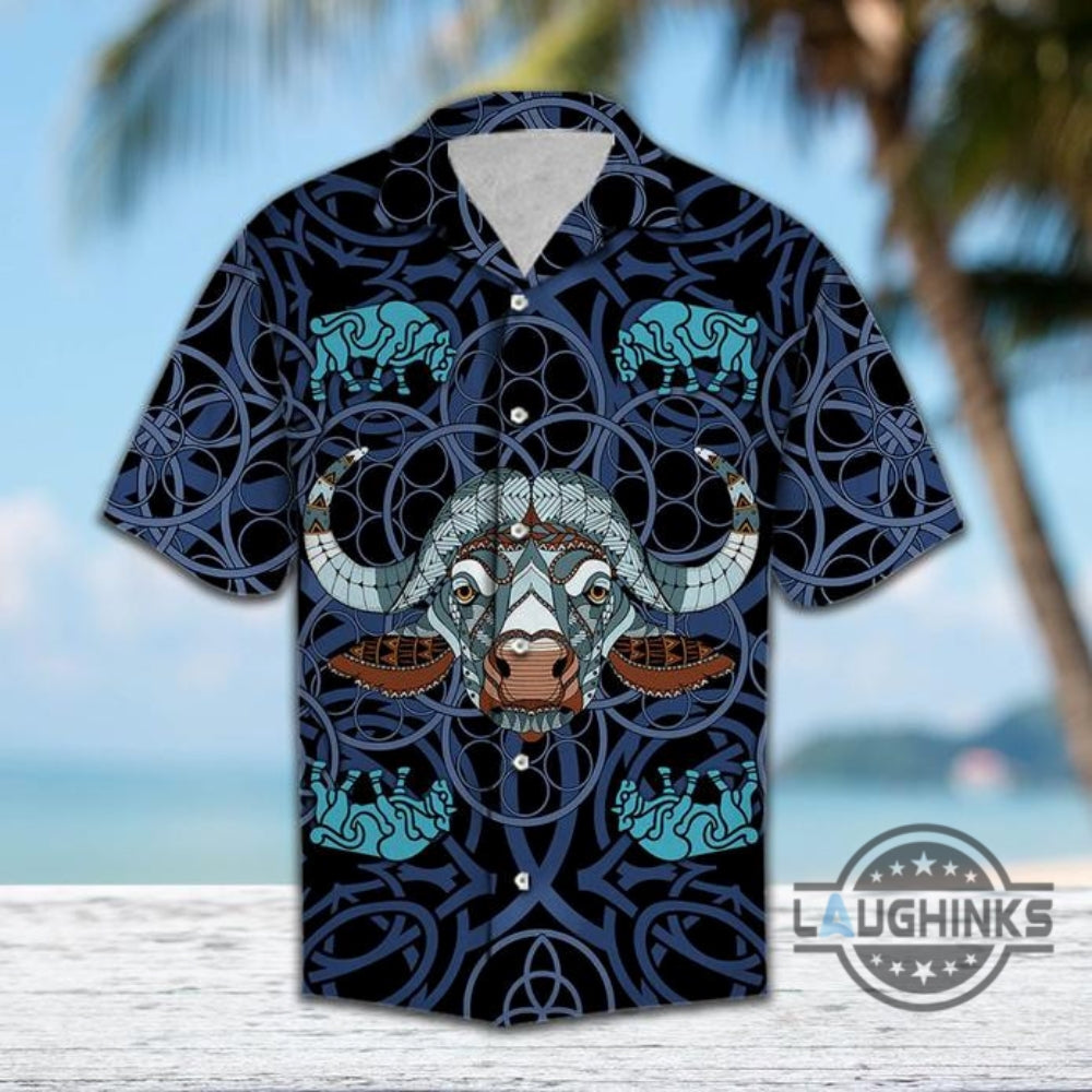 Bison Blue Mandala Vikings Tropical Hawaiian Shirt 131 Aloha Hawaii Shirts Aloha Summer Beach Button Up Shirts And Shorts NEW
