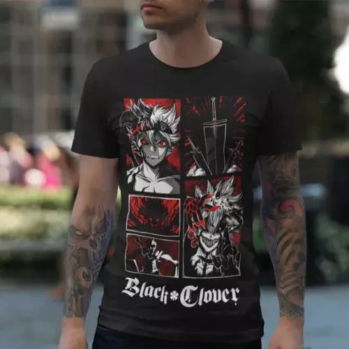 Black Clover Asta Yuno Anime Manga Tshirt Anime Manga Black Shirt All Size Hoodie, Sweatshirt | InkThreadWorks.com