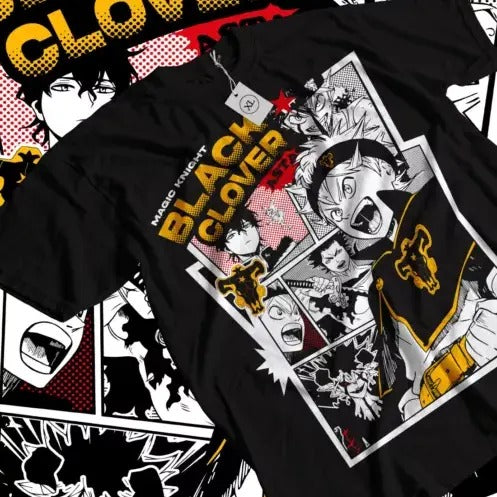 Black Clover T-shirt Asta Yami Sukehiro Yuno Anime Luck Voltia Shirt All Size