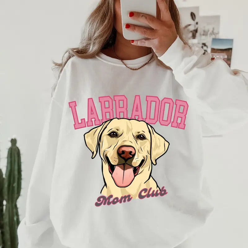 Black Lab Mom Club Sweatshirt ~ Sweatshirt Unisex Apparel Relaxed Fit Printed in the USA Clothing Womenswear Casual and...