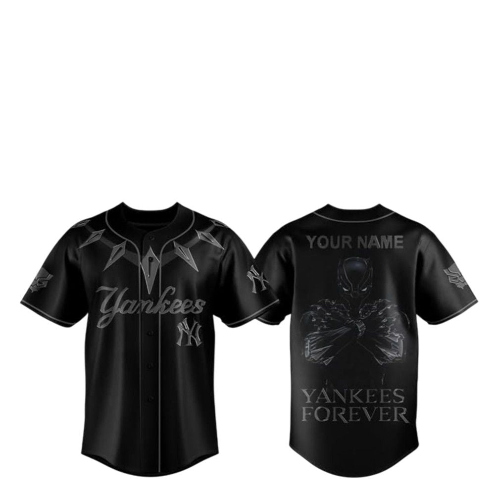 Black Panther Yankees Forever Jersey 2025 - Grishko.com