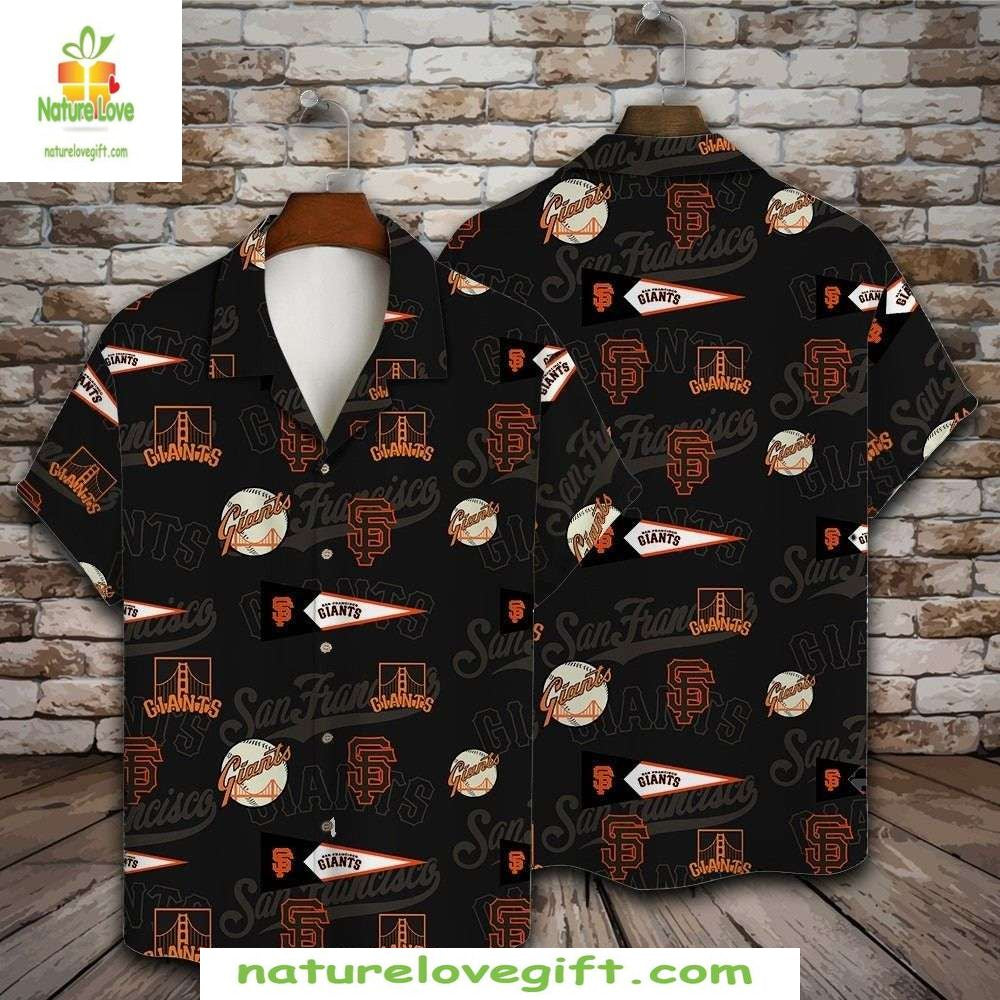 San Francisco Giants Hawaiian Shirt Black Baseball Fever Aloha Shirt