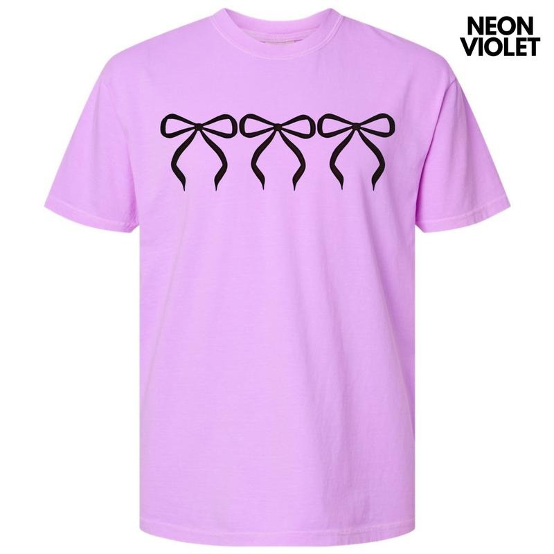 Black Triple Bows Puff Comfort Colors T-Shirt Hoodie, Sweatshirt | InkThreadWorks.com