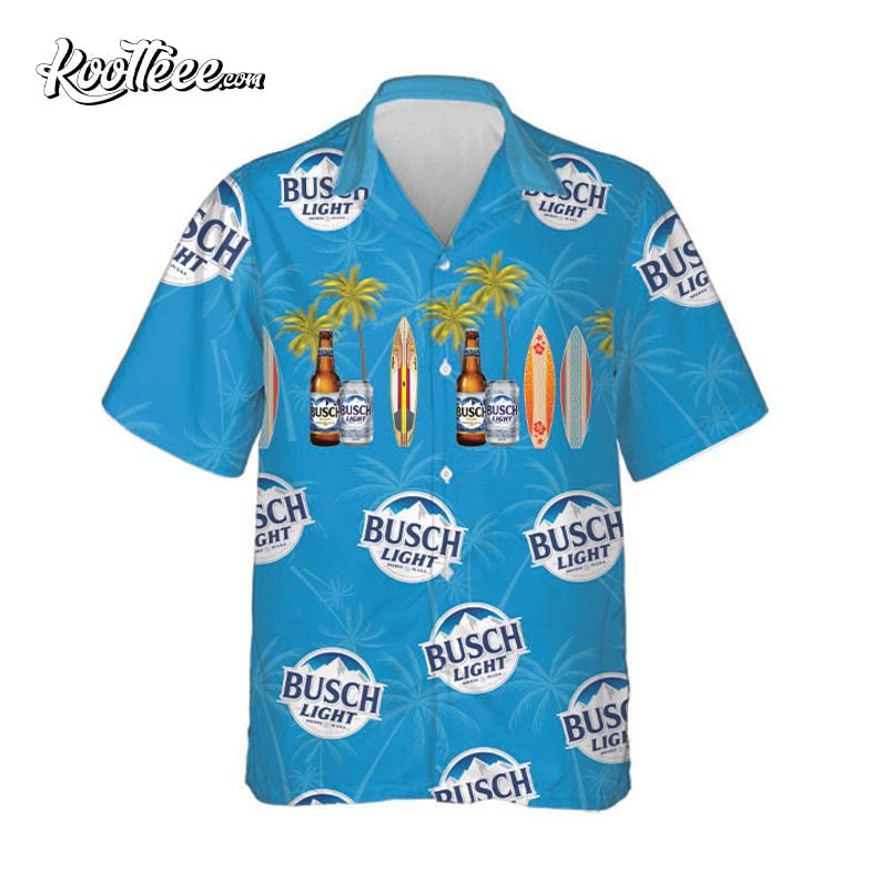 Blue Busch Light All Over Print 3D Hawaiian Shirt
