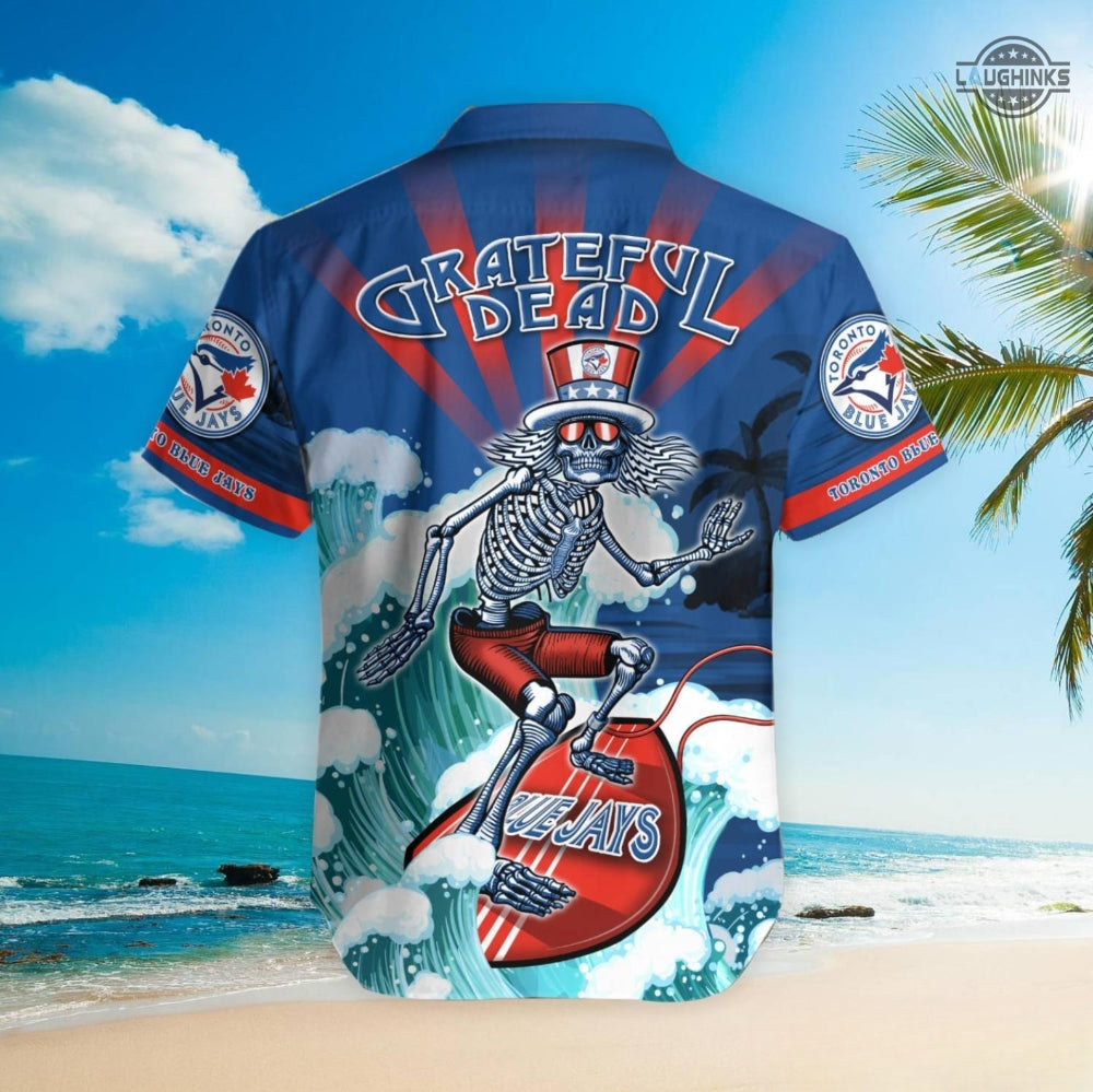 Blue Jays Grateful Dead Shirt Grateful Dead Blue Jays Hawaiian Shirt Toronto Blue Jays Shirt Inspired By Blue Jays Grateful Dead Day Blue Jays Giveaway 2023 Blue Jays Button Up Shirt
