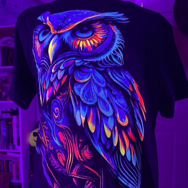Blue owl T-shirts Cotton Black Hoodie, Sweatshirt | InkThreadWorks.com