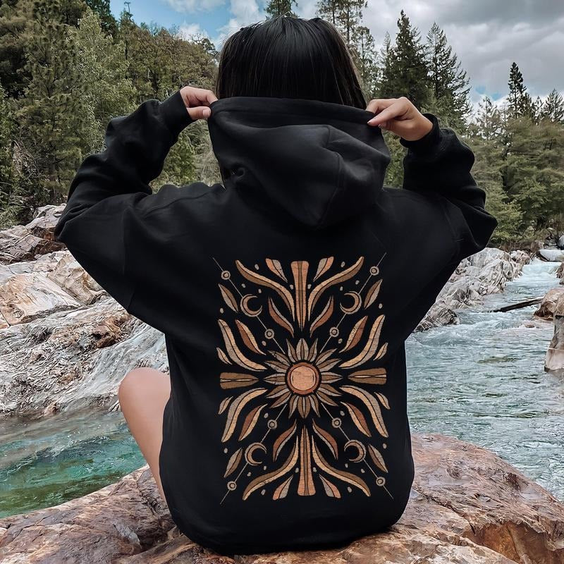 Boho Radiant Sun Hoodie T-Shirts, Sweatshirt | InkThreadWorks.com