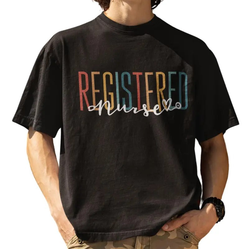 Boho Retro Vintage Registered Nurse Stethoscope Nursing T-Shirt Hoodie, Sweatshirt | InkThreadWorks.com
