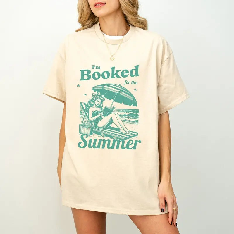 Book Girl Summer Shirt, Retro Beach Book Lover Vacation TShirt, Vintage Romance Reader Tee, Girly Bookish Shirt, Booktok Merch, Bookworm Gift For Her, Booktok Shirt