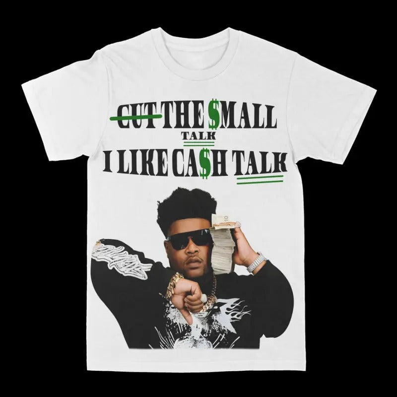 Bossman Graphic I Like Cash Talk Rap Tee Shirt Steetwear Fashion Cotton