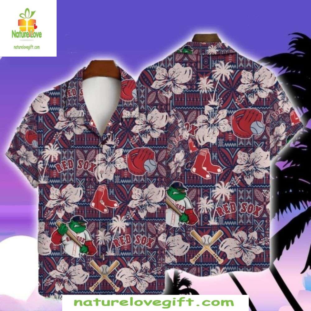 Boston Red Sox Hawaiian Shirt MLB Baseball Tropical Navy Player Shirt