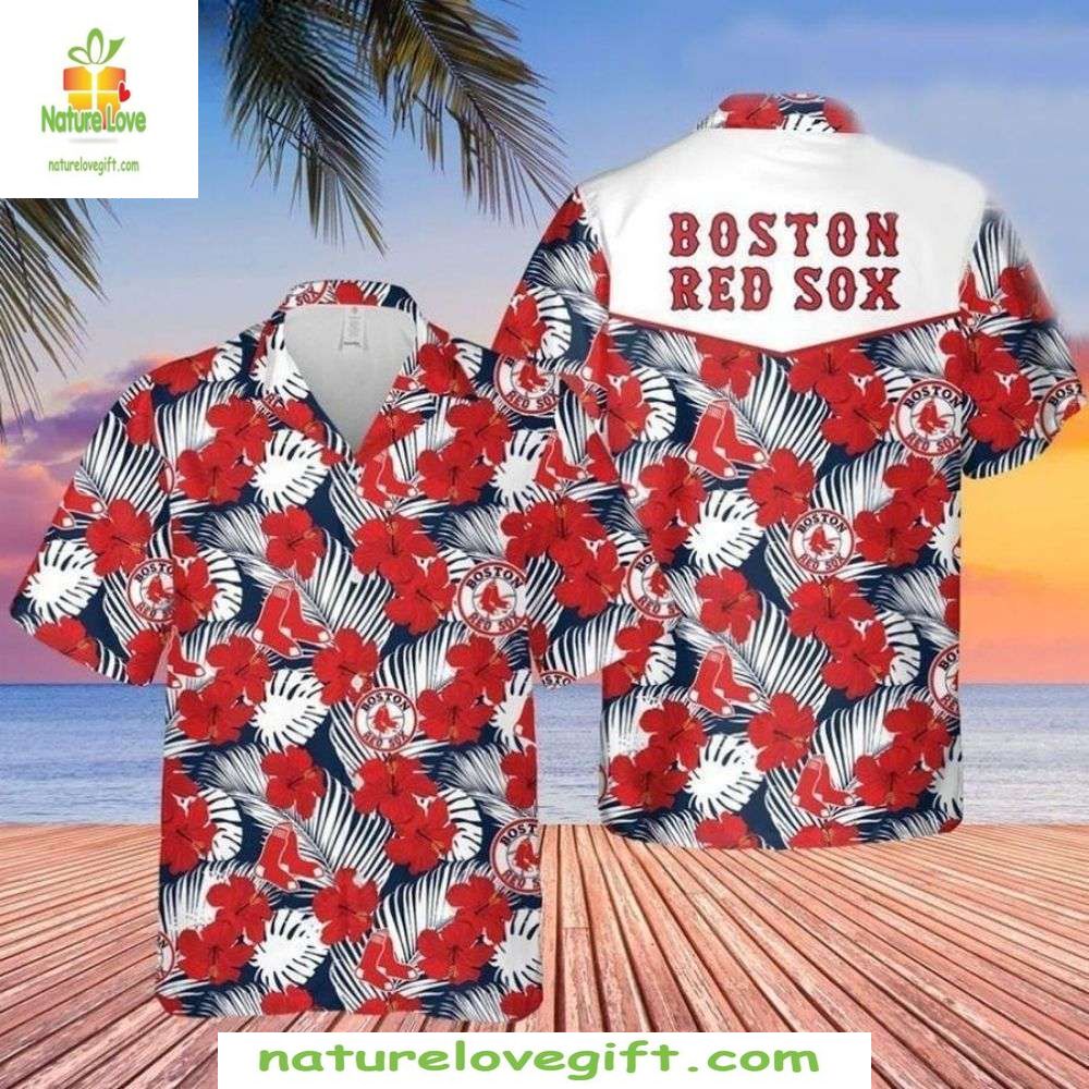 Boston Red Sox Hawaiian Shirt Floral Hibiscus MLB Baseball Apparel