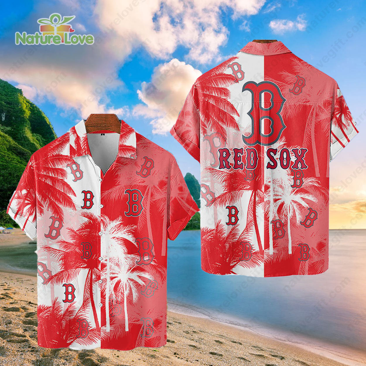 Boston Red Sox Tropical Palm Trees MLB Hawaiian Shirt