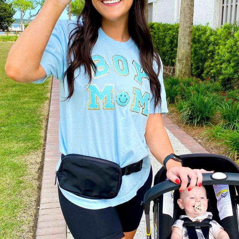 'Boy Mom' Letter Patch T-Shirt