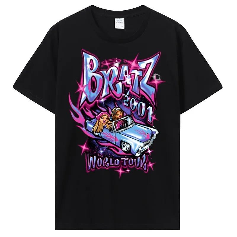 Bratz Y2k T Shirt, Women 2000 Cartoon Print, 2024 Summer Girls Fashion Short Sleeved Tees, Men's Cotton Casual Short...