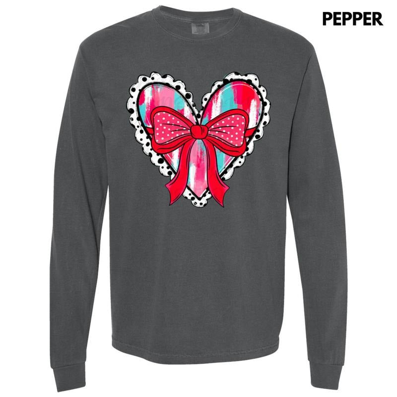 Brushstroke Coquette Heart Long Sleeve Comfort Colors T-Shirt Hoodie, Sweatshirt | InkThreadWorks.com