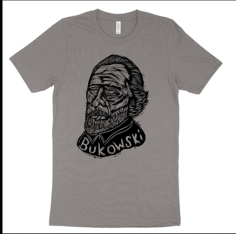 Bukowski Hand-Printed T-Shirt Cotton Menswear Top Graphics Black Long