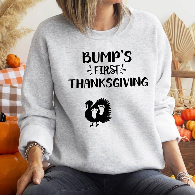 Bump's First Thanksgiving Sweatshirt, Fall Pregnancy Announcement Sweater, Baby Reveal Gift Hoodie, New Mom To Be...