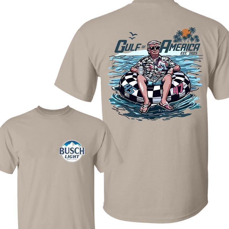 Buscch Light Trum Chillin on the Gulf of America 2 Sided Shirt, Buscch Light Shirt, Crewneck Graphic Printed Unisex Cotton T-shirt for Men for Women