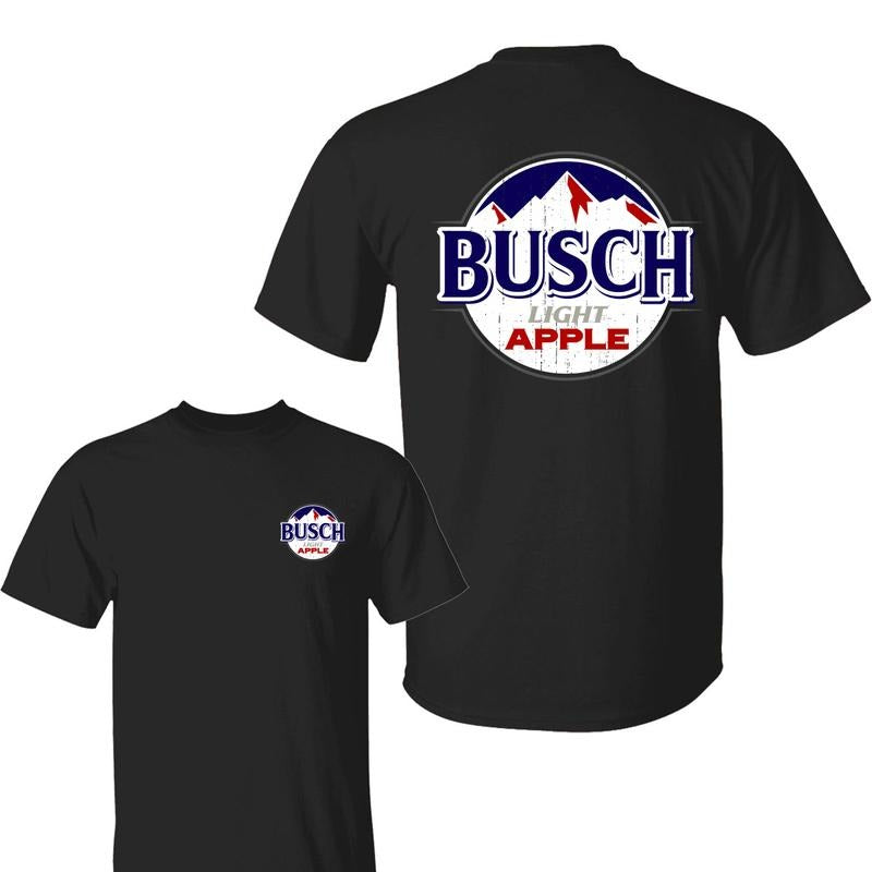 Busch Light Apple Shirt, Funny Father's Day T-Shirt, Powered By Busch Apple Beer, Drinking Humor Graphic T-Shirt for Dads, Men's Graphic Tees