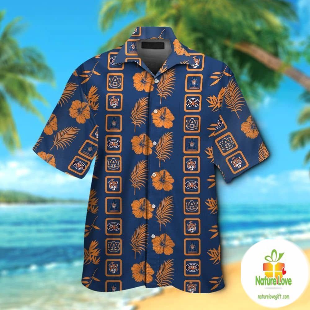 Auburn Tigers Hawaiian Shirt Button Up Short Sleeve Tropical Aloha