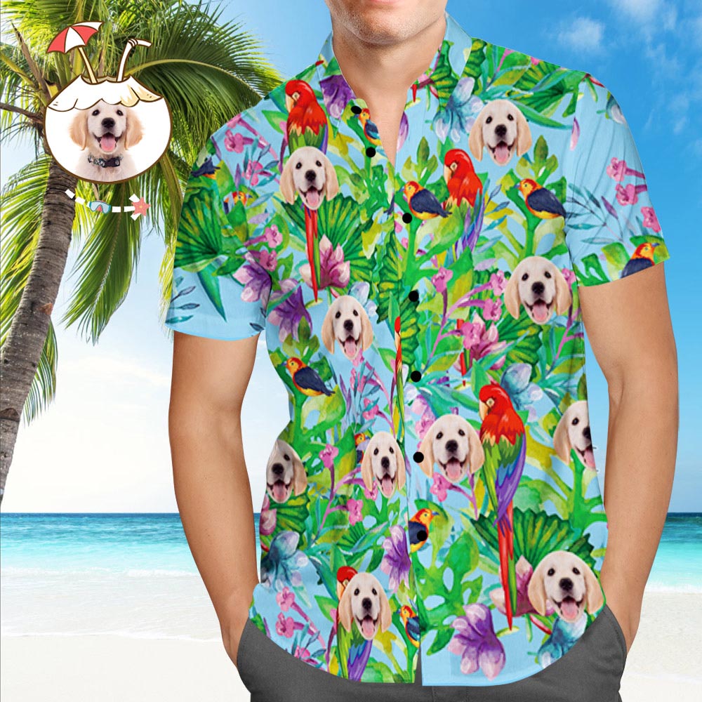 50% OFF Custom Tropical Shirts with Face Custom Face Hawaiian Shirt Parrot This Hawaiian shirt features print,button up closure,short sleeve.Produce Time:2-5 business days.It is very comfortable,trendy,and lightweight.Shirt i... 50% OFF 50% OFF