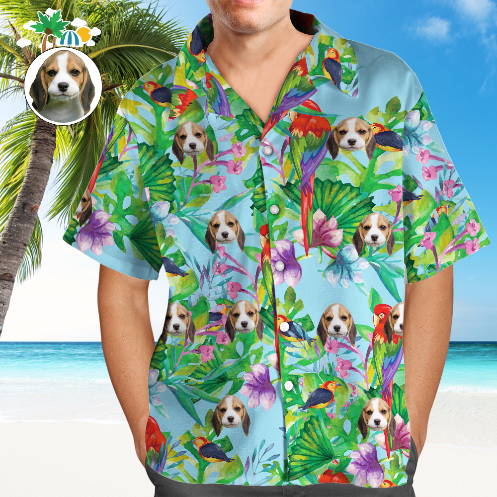 Custom Tropical Shirts with Face Custom Face Hawaiian Shirt Parrot