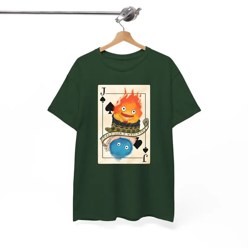 Calcifer Playing Card Tshirt, Howls Moving Castle Tshirt, Studio Ghibli, Howl And Sophie, Anime Hoodie, Sweatshirt