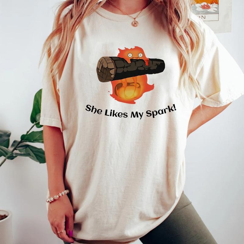Calcifer She Likes My Spark T-Shirt Hoodie, Sweatshirt | InkThreadWorks.com
