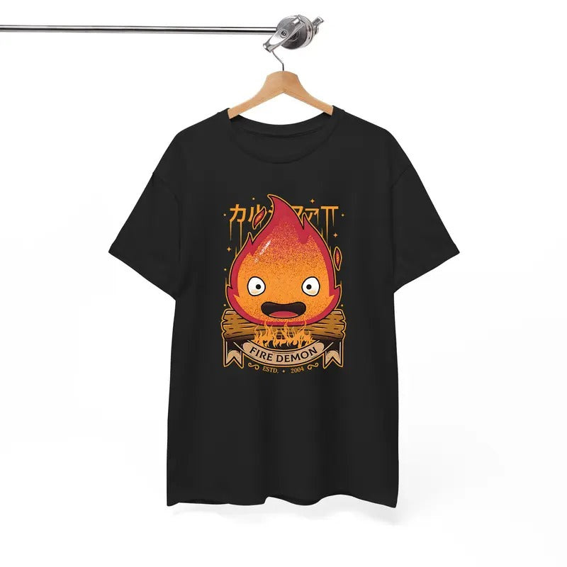 Calcifer Tshirt, Howls Moving Castle Tshirt, Howl And Sophie, Anime Hoodie, Sweatshirt | InkThreadWorks.com