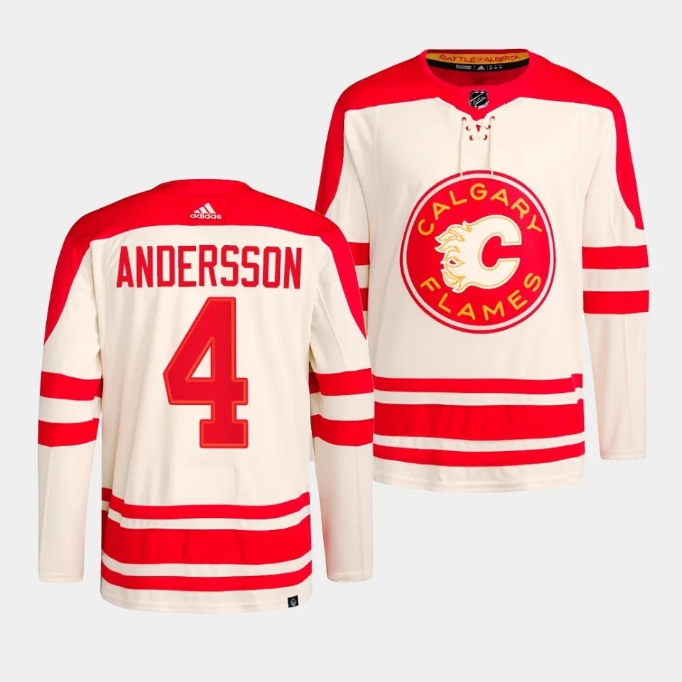 Calgary Flames #4 Rasmus Andersson 2023 NHL Heritage Classic Cream Authentic Jersey