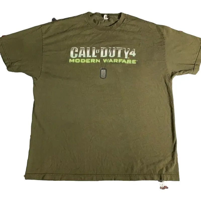 Call of Duty 4 Modern Warfare 2008 Promo Graphic Shirt Army Green shirt Cotton Menswear Top Decoration