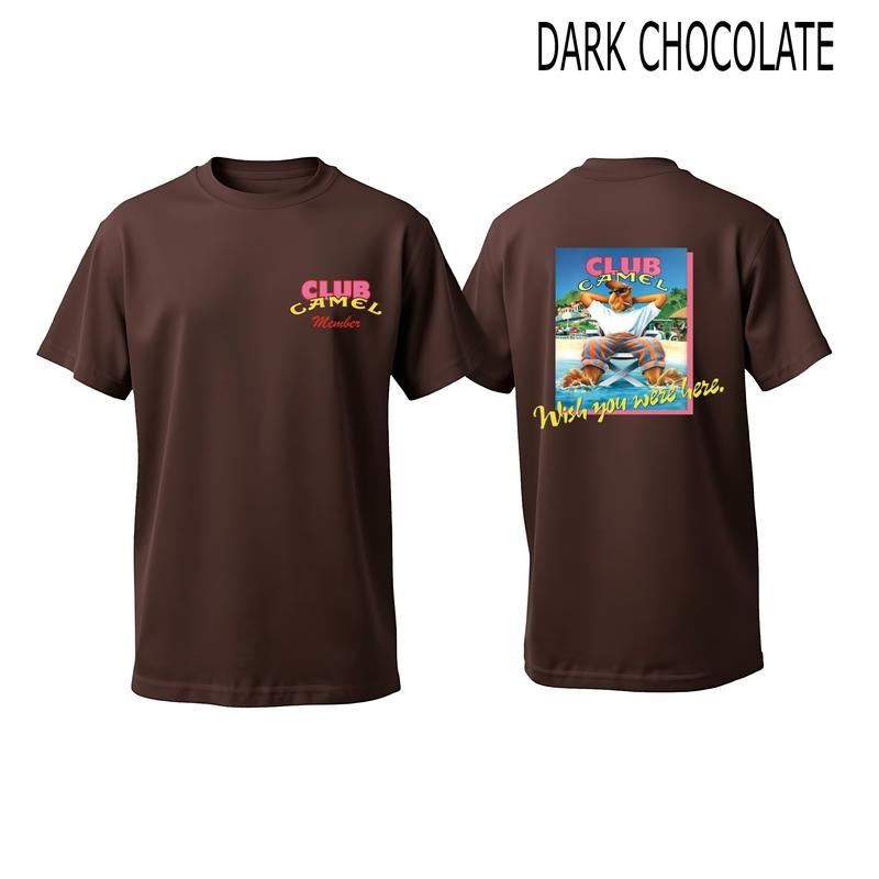 Camel Club Beach Wish You Were Here Doublue Sided T-shirt Men's Short Sleeve Graphic Tee 100% Cotton Casual Crew Neck T-Shirt - Top, Menswear