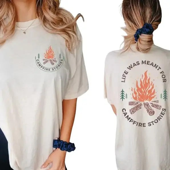 Camping Sweatshirt, Life Was Meant For Campfire Stories Shirt, Ideal Camping Sweatshirt, Camping Stories Pocket Hoodie...