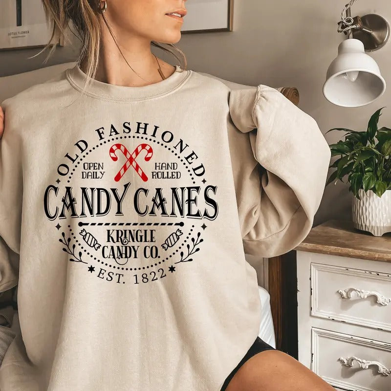 Candy Cane Shirt, North Pole Sweater, Comfort Colors Christmas Sweatshirt, Candy Canes Sweatshirt, Christmas Hoodie,...