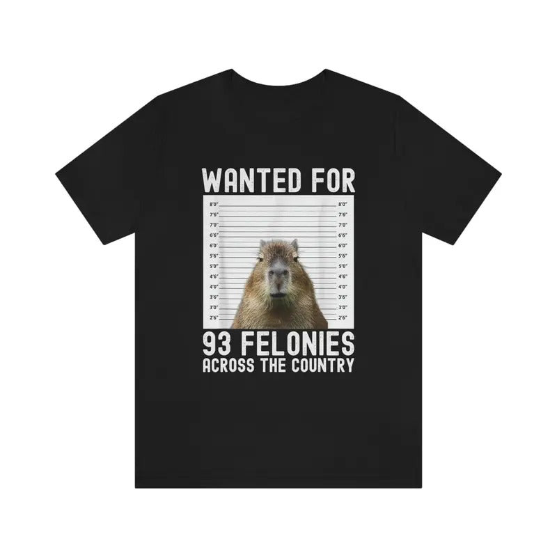 Capybara Mugshot Wanted Poster Meme, Capybara Committing Crimes Tee, Capybara Lover shirt, Capybara Funny Meme Shirt , Unisex T-shirt