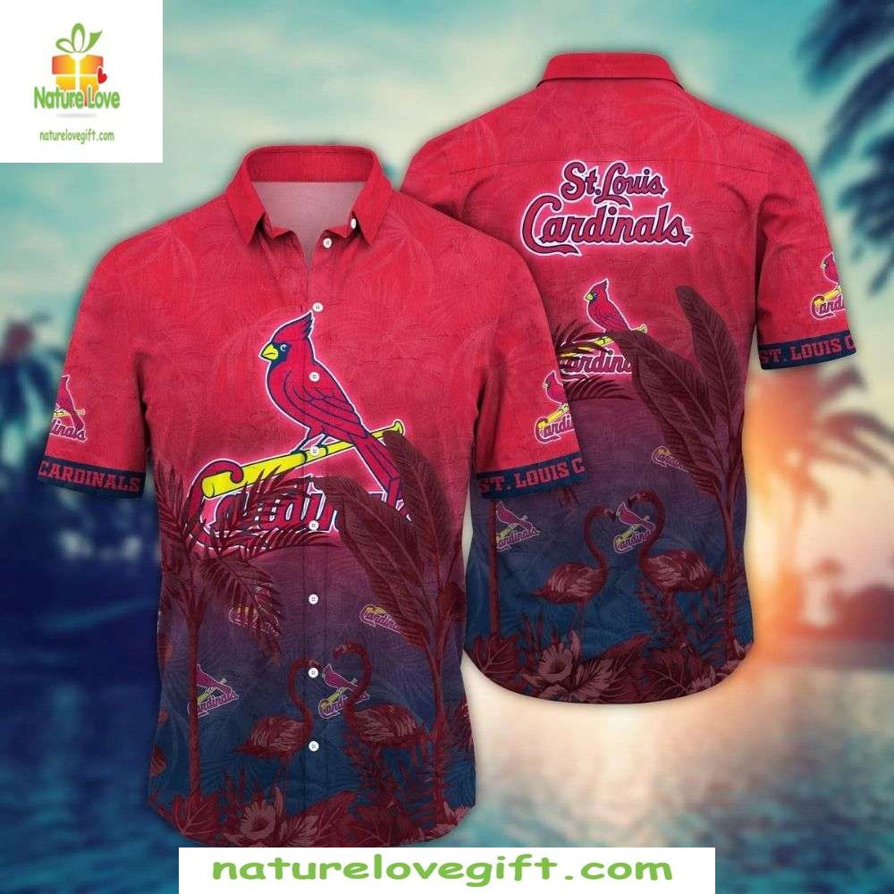 MLB Hawaiian Shirt Cardinals Red Tropical Baseball Apparel 1XDPUUBH