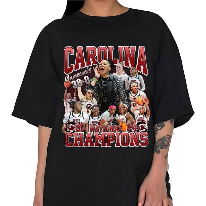 Carolina Championship Tshirt, Women's National Champions South Carolina Gamecocks, Basketball Player Bootleg, Unisex T-Shirt, Short Sleeve Tee