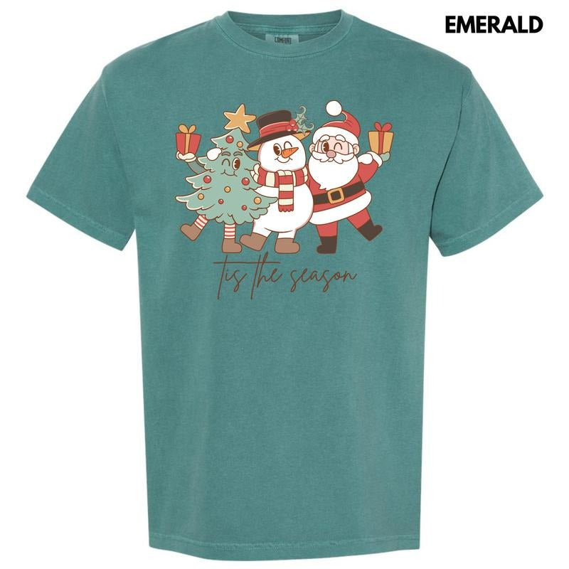 Cartoon Christmas Tis The Season Comfort Colors T-Shirt 'NLB' Hoodie, Sweatshirt | InkThreadWorks.com