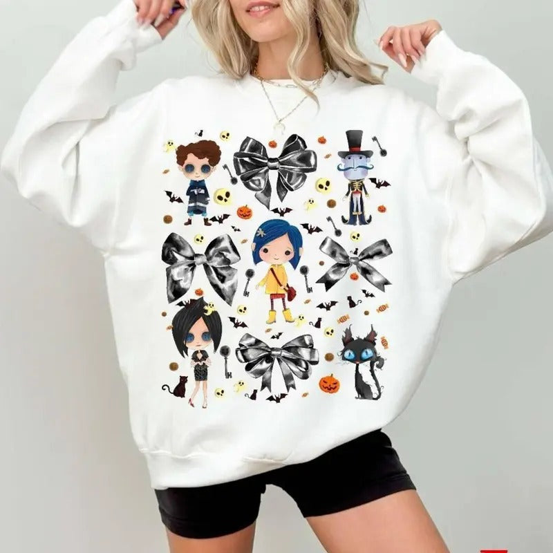 Cartoon Halloween Coraline Tee, Funny circus Corr.aa.lineee sweatshirt, Spooky movie Hoodie, Doll TShirt, Movie Retro Horror Sweatshirt, Halloween Gift Tshirt, Graphic Hoodie