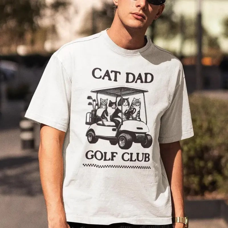 Cat Dad Golf Club VIntage Graphic T-shirt, Cat Lover tee, funny golf gifts, gifts for dad