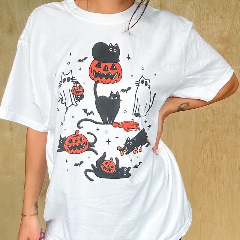 Cat Halloween Graphic Top