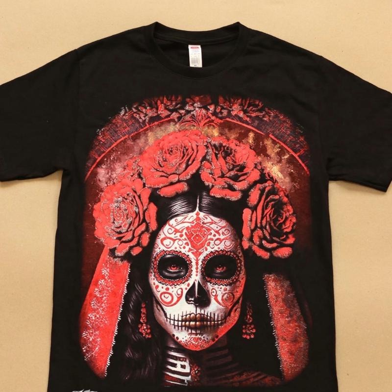 Catrina red t-shirt Cotton Black Casual Hoodie, Sweatshirt | InkThreadWorks.com