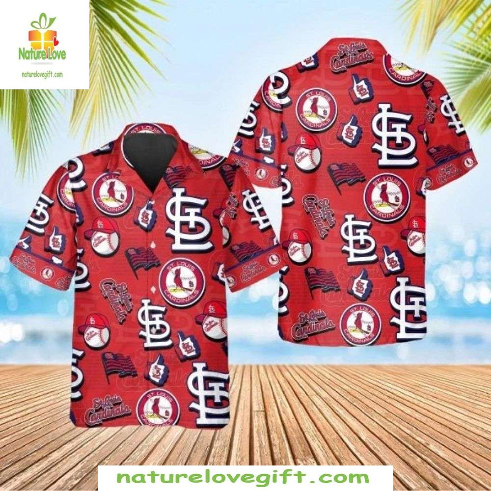 St Louis Cardinals MLB Hawaiian Shirt Champion Emblem Red Baseball Apparel