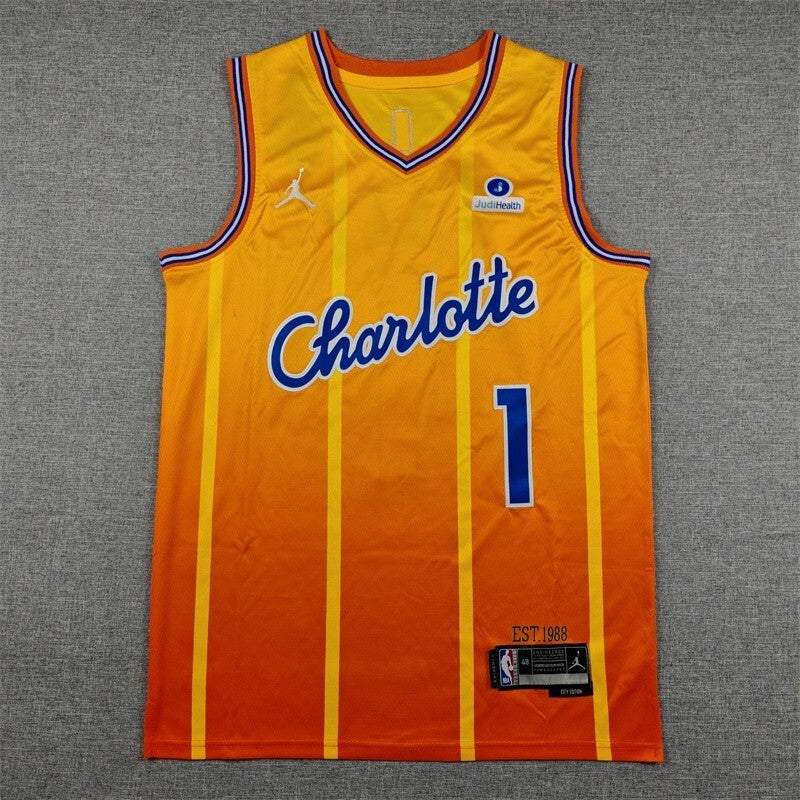 Charlotte Hornets #1 LaMelo Ball 26 Hornets 1 Yellow City Edition Style 2