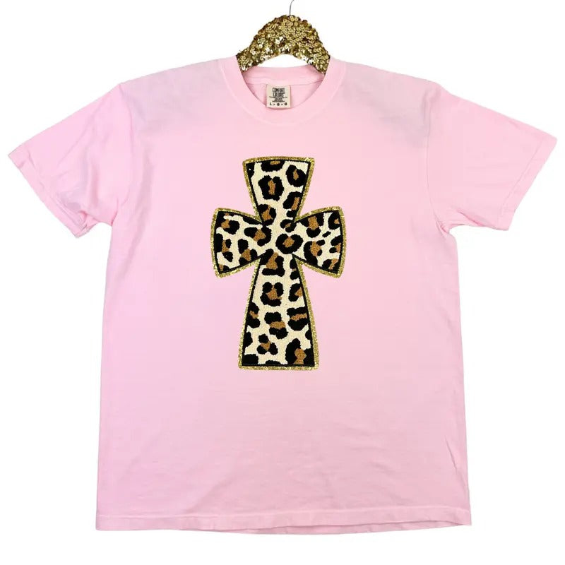 Cheetah CROSS Chenille Patch Comfort Colors T-Shirt Hoodie, Sweatshirt | InkThreadWorks.com
